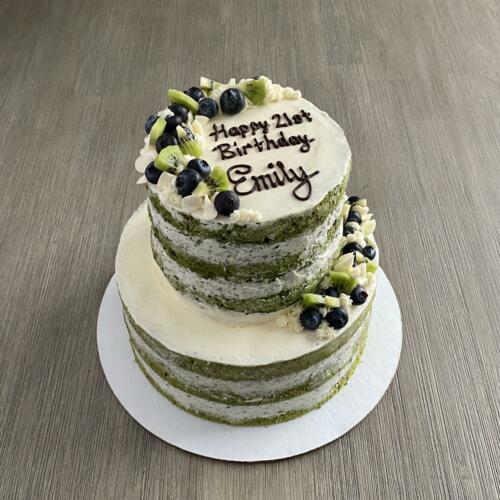 Matcha Black Sesame Naked Cake
